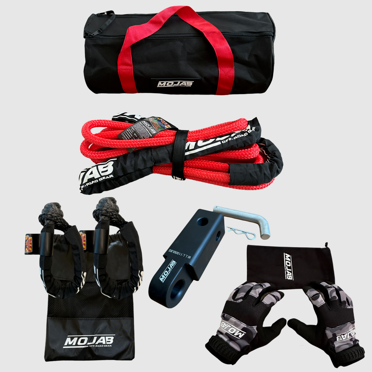 UTV/ATV Essential Recovery Kit ( 6 items + 2 storage bags+ 1 Velcro tape) *Lifetime Warranty